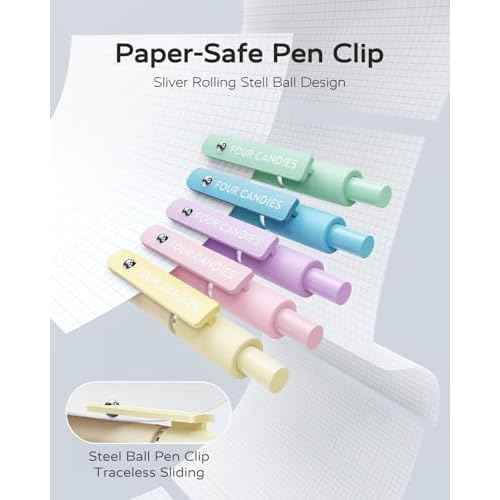 Four Candies Gel Pens, 5 Pcs 0.7mm Quick Dry Black Ink Pen Fine Point Smooth Writing Unique Pen, Office Home School Supplies Essentials Fun Pretty Cute Pens Gifts for Girl Women(Gradient)