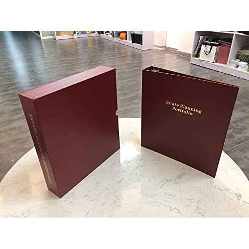 Red Estate Planning Binder with Slipcase and 11 Tabs, Holds Up to 200 Pages