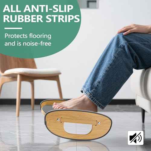 Solid Wood Foot Rest for Under Desk at Work - Ergonomic Foot Stool Under Desk,Rocking Foot Rest with All-Non-Slip Mat for Feet Support Leg Under Stools Footrest for Home Office Gaming