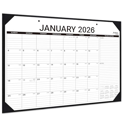 2026 Desk Calendar - Large Desk Calendar 2026, Jan. 2026 - Dec. 2026, 22" x 17", 2026 Calendar, 4 Corner Protectors, 2 Hanging Holes, Holidays, Julian Dates, TO-DO & Notes Section