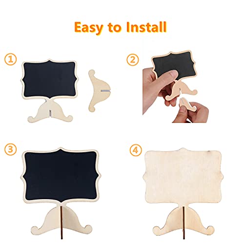 Reusable 20 Pcs Mini Chalkboard Signs with Easel & 12 Water-Based Chalks