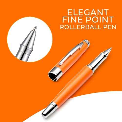 ZenZoi Elegant Orange Pen Set W/Fine Point Rollerball Ink ? Luxury Writing Pens For Men Or Women. Nice Pen Gift Set W/Roller Ball Tip Refills & High End Pen Box. Executive Smooth Quality Writing Pens