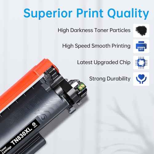 TN830XL Toner Cartridge Replacement for Brother TN830 TN-830 XL Work for HL-L2460DW DCP-L2640DW HL-L2480DW HL-L2400D HL-L2405W MFC-L2820DW MFC-L2900DW Printer (2-Pack)