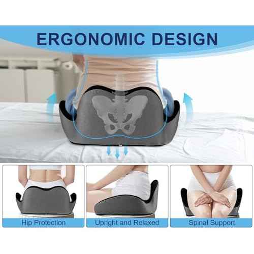 Premium Orthopedic Seat Cushion,X Large Breathable Office Chair Cushion - Enhanced Hip & Tailbone Support,Pressure Relief Sciatica & Leg Relief Let 8+ Hour Sitting Comfort, for Office/Game/Wheelchair