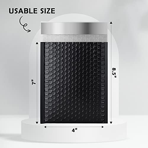 Economic Grade Poly Bubble Mailers 4x8 200 Pack Black Waterproof Self Seal Adhesive Shipping Bags, Cushioning Padded Envelopes for Shipping, Mailing, Packaging Usable 4x7