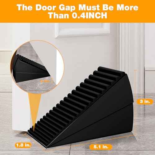 4 Pack Heavy Duty Metal Door Stop, Strongest Large Adjustable Spring Door Stopper Up to 3 inch Tall, Door Stoppers for Bottom of Door, Black Rubber Door Wedge for Any Heavy Doors