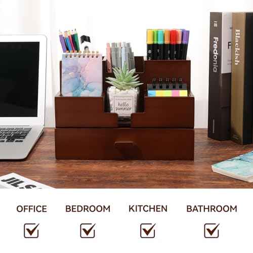 Bamboo Desk Organizer Makeup Storage Drawer Pen Organizer with Drawer bamboo for desk Pencil Holder for Desk