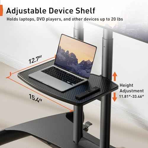 Perlegear Mobile TV Cart for 32-82 Inch Flat/Curved LED/LCD/OLED TVs Rolling TV Stand with Height Adjustable Shelf Max VESA 600x400mm up to 100lbs- Outdoor TV Stand Trolley with Wheels PGTVMC05-1