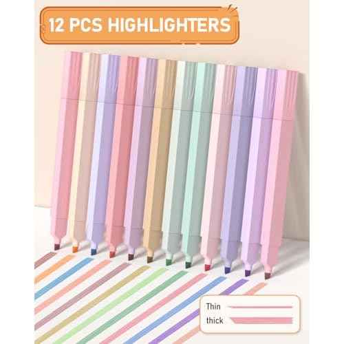 Nicpro 33PCS Aesthetic Highlighter and Gel Pen set with Case, 12 Bible Highlighters & Cute Pens Refills With Soft Ink & Tip, No Bleed Quick Dry for Bible Study Journaling Planner Notes School Supplies