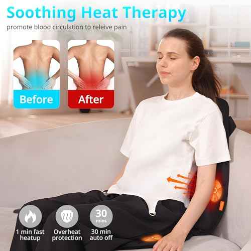Massage Seat Cushion with Heat,Back Massager for Chair Back Massager Heated Seat Cover Massage Chair Pad for Pain Relief Home Office Use