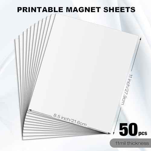 Xuhal 50 Pcs 8. 5" x 11" Matte Printable Magnetic Sheets DIY Non Adhesive Magnetic Printer Paper 11 Mil Thick Waterproof Quick Drying for Inkjet Photo Picture