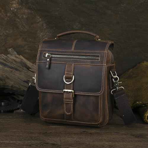 Mens Genuine Leather Satchel Sling Messenger Shoulder Cross body Bag Flap Over Tote Business Briefcase