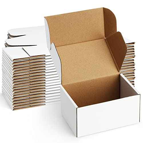 Shipping Boxes 6x4x3 inches Small Mailing Boxes 25 Pack White Cardboard Corrugated Box Mailers