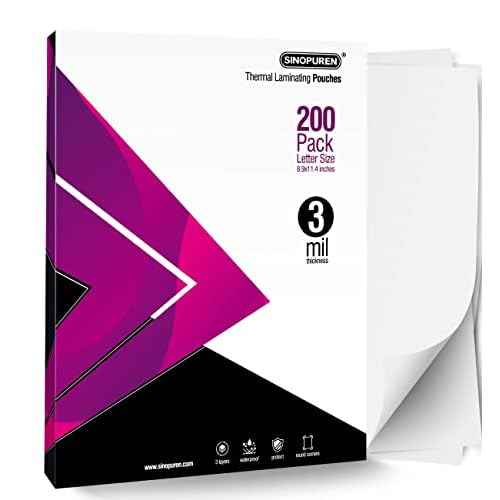 Thermal Laminating Pouches, 3mil Laminating Sheets, 8.9x11.4 Inches, Letter Size, HeatSeal, Clear (200pack)