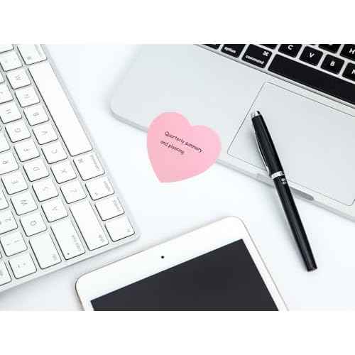 Mini Skater 2 Pack Kraft Paper Sticky Notes Heart Shaped Self-Stick Blank Book Tabs Paper Markers Sticky Notes Pad 100 Sheets Index Sticker (Pink)