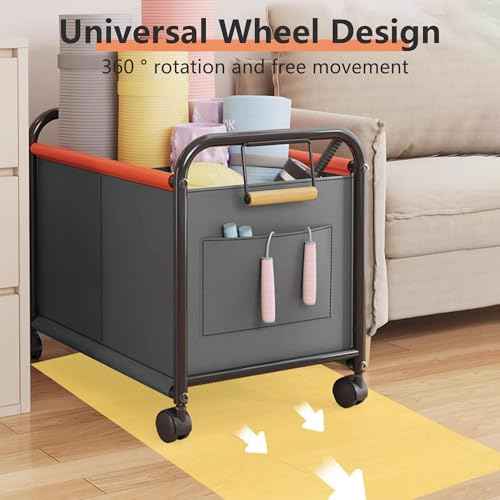 Children's toy Organizer With Wheels for Bedrooms, toy Rooms, Playrooms can hold toys, Books, Clothes, Snacks with 360¡Æ Steering Wheels Metal and Oxford Cloth toy Boxes£¨Gray Large size£©