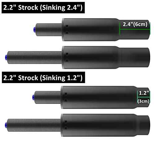 MySit 2.2" Stroke Office Chair Gas Lift Cylinder Replacement, Heavy Duty 450lbs Shortest Gas Spring Rod Part Sinking 2.4 inches Universal Size Black for Short Person, High Chair Base, Class 4