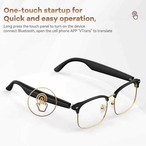 AI Translation Glasses, Wireless Bluetooth Real-Time Translation Glasses, Smart Simultaneous Interpretation Glasses, 150 Languages & Accents & 8 Offline Translation Packs