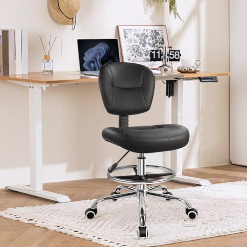 WKWKER Drafting Chair with Backrest and Footrest, Adjustable Counter Chair