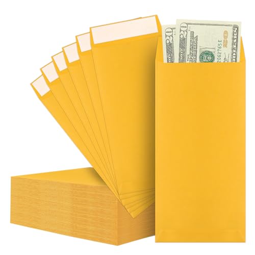 Joyberg 120 Budget Envelopes for Cash, Coins, Checks & Gift Cards, 3.2x6.6in Brown Kraft Paper Money Savings Set