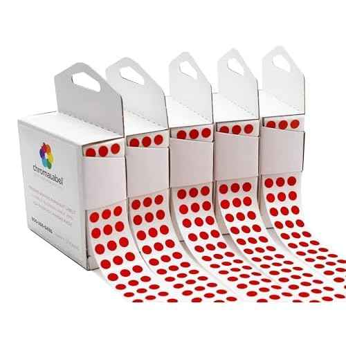 ChromaLabel 0.25 Inch Standard Red Permanent Adhesive Color Code Dot Label Kit, 1000 Stickers per Dispenser Box, Case of 5