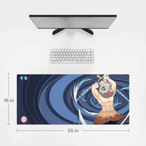 Demon Slayer Kimetsu No Yaiba Inosuke Gaming Mouse Pad, Computer Mouse Mat, Flat Stitched Edge, Non-Slip Rubber Base, Gamers & Office Use - Officially Licensed