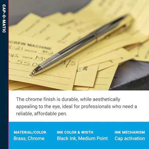 Fisher Space Pen Chrome Cap-O-Matic Space Pen, Ballpoint, Black Ink, Pocket Clip, Gift Box