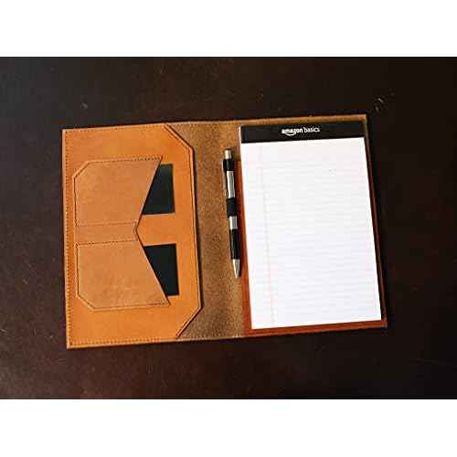 Notepad Holder Leather Notepad Holder Legal Pad Holder Notebook Holder Crazy Horse Leather Padfolio - Business Gift - Made in USA (Wheat)