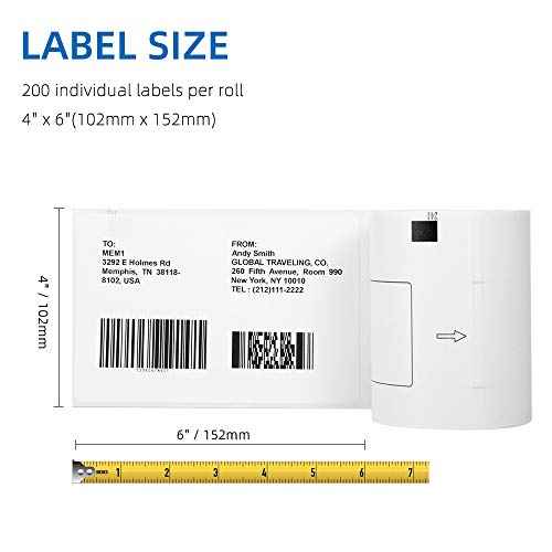 COLORWIING 4" x 6" Shipping Labels Compatible for Brother DK-1241 102mm x 152mm Die-Cut Large White Address Paper Labels, for Brother QL-1110NWB QL-1100 Label Printer (4 Rolls+1 Frame)
