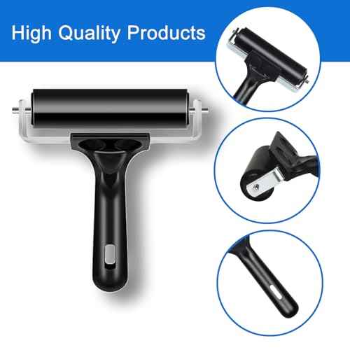 2 Pack Brayer Roller£¬Professional Rubber rolles £¬Handle Comfortable £¬for Crafting,Printmaking, Ink, Gluing and Stamping Tools £¨4+2.4inch£©Black