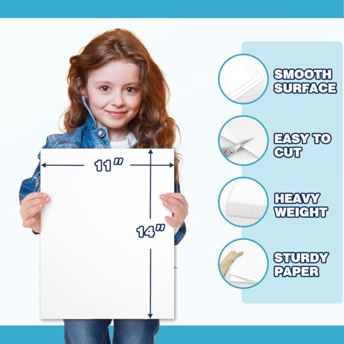 Chell 11" x 14" White Poster Board Heavyweight, for School Craft Project, 85 lb. Cover Weight, 18 Count