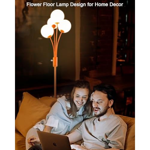 Lightdot Globe Standing Lamps with 3Pcs 3000K G9 Bulbs Stepless Orange Dimmable Floor Lamp with Stable Base 3-Lights Modern Design Mid Century Floor Lamp for Living Room/Bedroon/Office