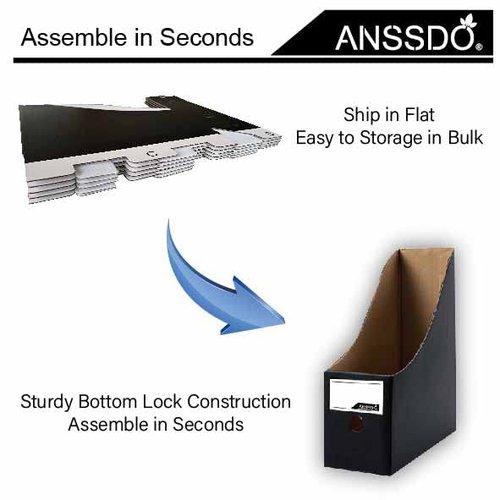 ANSSDO 24 Pack Black Cardboard Magazine Holder Premium Magazine File Holder Magazine Organizer, Magazine Storage Box, Large Volume Magazine File Organizer as Book Bins or Folder Holder for Desk