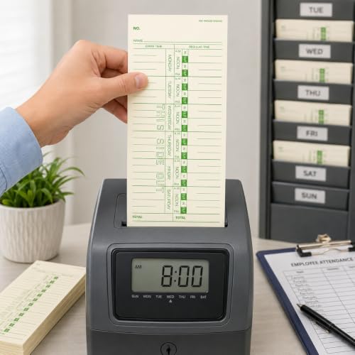 Btlwpy 500-Pack Weekly Time Cards 1-Sided, 3-1/2" x 9", Named Days, Green Print - Time Cards for Employees and Time Clocks