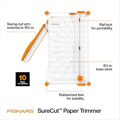 Fiskars 12-Inch SureCut Deluxe Paper Trimmer with Precise Steel Wire Guide