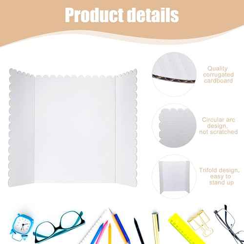 36 Pcs 24 x 36 Inch Trifold Poster Display Boards White for Science Fair Presentation Projects Photo Exhibition Display Tri fold Board Foldable Paperboard for School Supplies Bulk Business