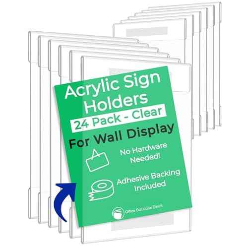 Acrylic Sign Holder 8.5 x 11 [Set of 24] for Wall Display | Clear Sign Holders 8.5x11 Acrylic Sign Holder | Plastic Document Holder, Promotional Display, Business & Store Sign Holders