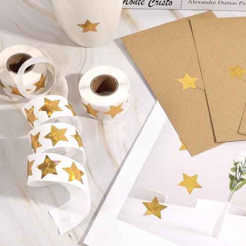 1000 pcs Star Stickers for Kids Reward, Holographic Gold Stars Stickers, 2 Rolls Sparkly Foil Star Stickers for Behavior Chart, Student Planner, School Classroom Students Teacher Supplies (1 inch)