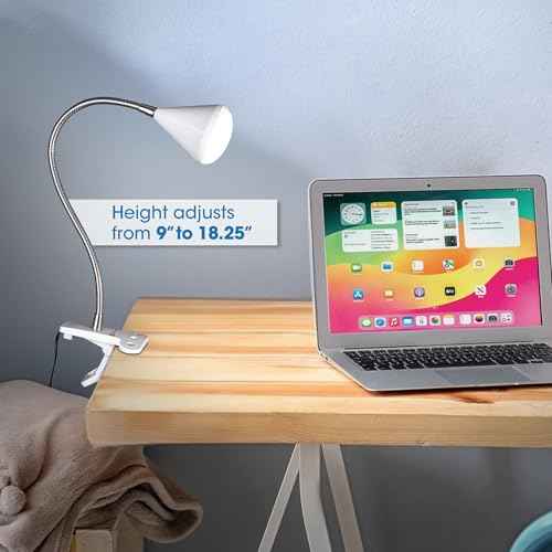 OttLite LED Cone Clip Lamp | Task Lamp, Desk Lamp | Sturdy Clip, Flexible Neck | Great for Home, Office, Work Space, Dorm