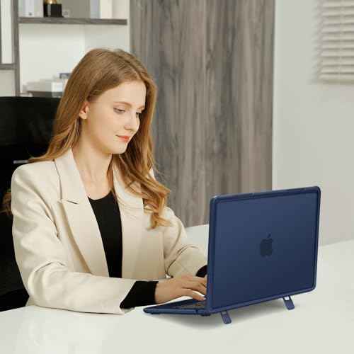 MOSISO Compatible with MacBook Air 13 inch Case 2025 2024 2023 2022 M4 A3240 M3 A3113 M2 A2681, Heavy Duty Hard Case with Kickstand&Keyboard Cover&Screen Film&Type C for MacBook Air 13.6,Midnight Blue