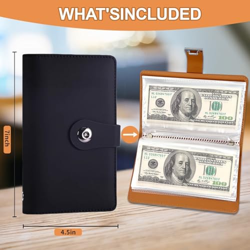 SUSOYAOCHEN Black Envelope Challenge Binder with Lock, Savings Book & 100 Envelopes