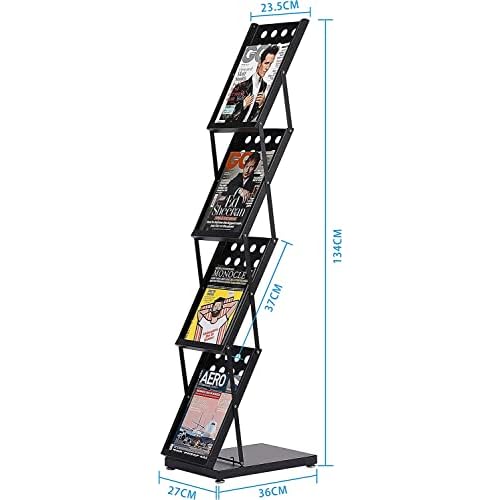 ARNOTEKS Foldable Brochure Display Stand Magazine Catalog Literature Rack Portable 4 Pockets with Carrying Bag£¬Stable Not Easy to Deform for Exhibitions Trade Show and Office Retail Store£¨Black£©