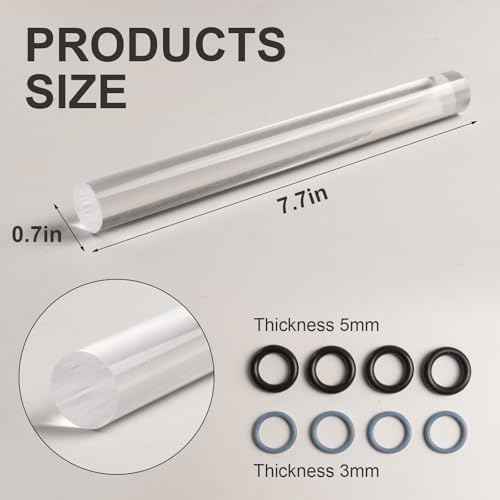 DIYOOHOMY 2Pcs Polymer Clay Roller Tools, Acrylic Rolling Pin with Thickness Rings Kit, Air Dry Clay Tools Clear Slab Roller Supplies