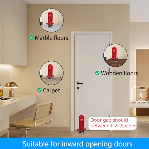 MIMIRACLE Red Portable Door Lock – Travel Security Door Stop for Inward-Opening Doors