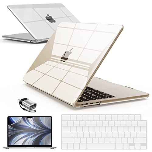 IBENZER Compatible with 2025 2024 2023 2022 MacBook Air 13 inch Case M4 A3240 M3 A3113 M2 A2681, Hardshell Case & KeyboardCover & ScreenFilm & Type-C for Mac Air 13.6, Crystal Clear, AT13-KK-CYCL+2TC