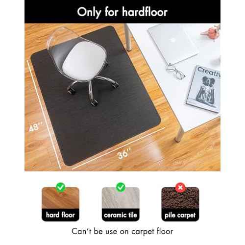 Office Chair Mat for Hardwood Floor Under Desk Computer Rolling Chair Mat for Wood/Tile Floor Non-Slip Heavy Duty Desk Rug PVC Plastic Hard Floor Protector 36" x 48" (Espresso)