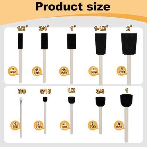 Round Stencil Brush and Small Foam Brush Set with High Density Foam 50pcs for Small Crafting(5/16", 1/2", 3/4", 1", 1-1/2", 2") ¡¦