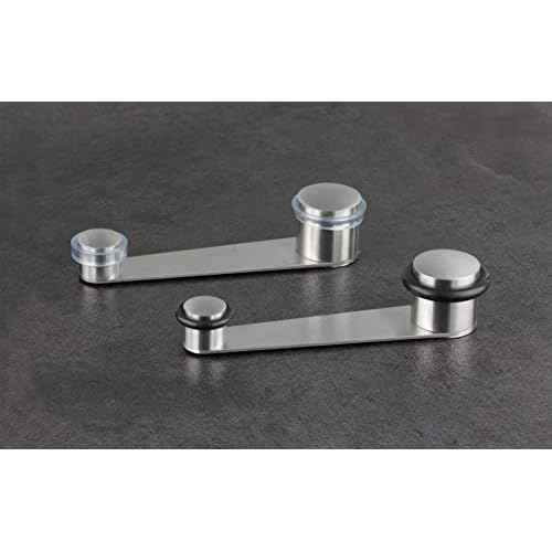EVI | Rotating Doorstop | for Doors up to 2.75'' Thick | Black Rubber | Stainless Steel Matte Finish | Includes Screw + Anchor | Mod I-152
