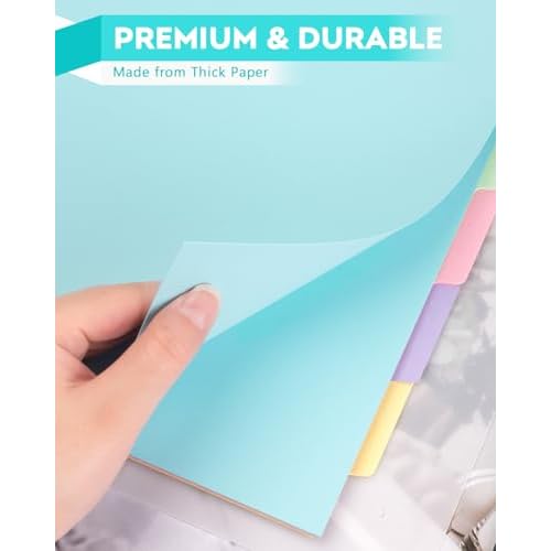 Dynta 3 Ring Binder Dividers with 5 Tabs Bulk 150 Pcs/30 Sets 8.5 x 11 Inches, Letter Size, 5 Colors Durable Paper 3 Hole Punch Index Divider for Kids, Women, Students