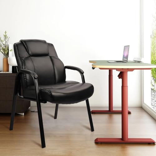 CLATINA Big & Tall 500 lb Leather Guest Chair, 2-Pack Reception Chairs with Cushioned Arm Rests